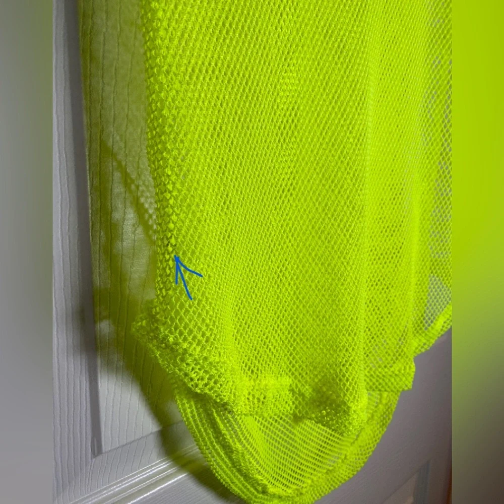 NYC Women M Sheer Mesh Shirt Dress Sexy Clubwear See Through Top Adult Yellow - Picture 3 of 9